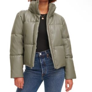 NWT Levi’s Vegan Leather Quilted Shorty Puffer M Sage